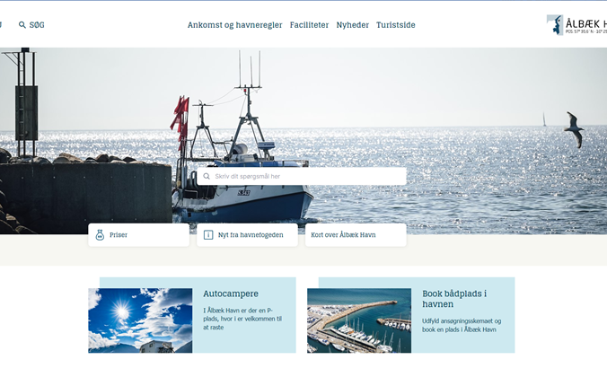 Skærmdump af Aalbæk Havns hjemmeside