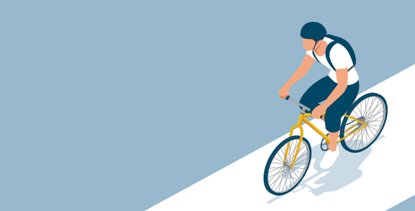 Tegning af cyklist på ny cykelsti.