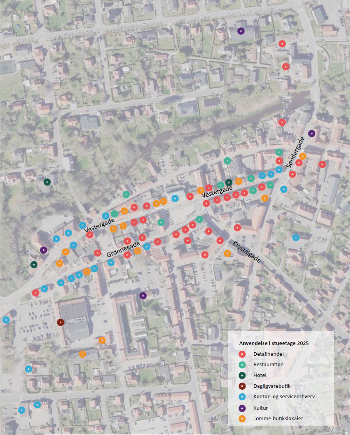 Kort over butikslokaler i bykernen