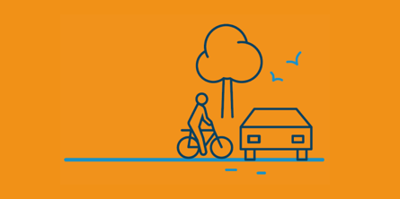 cyklist og bil ved træ - vignetter