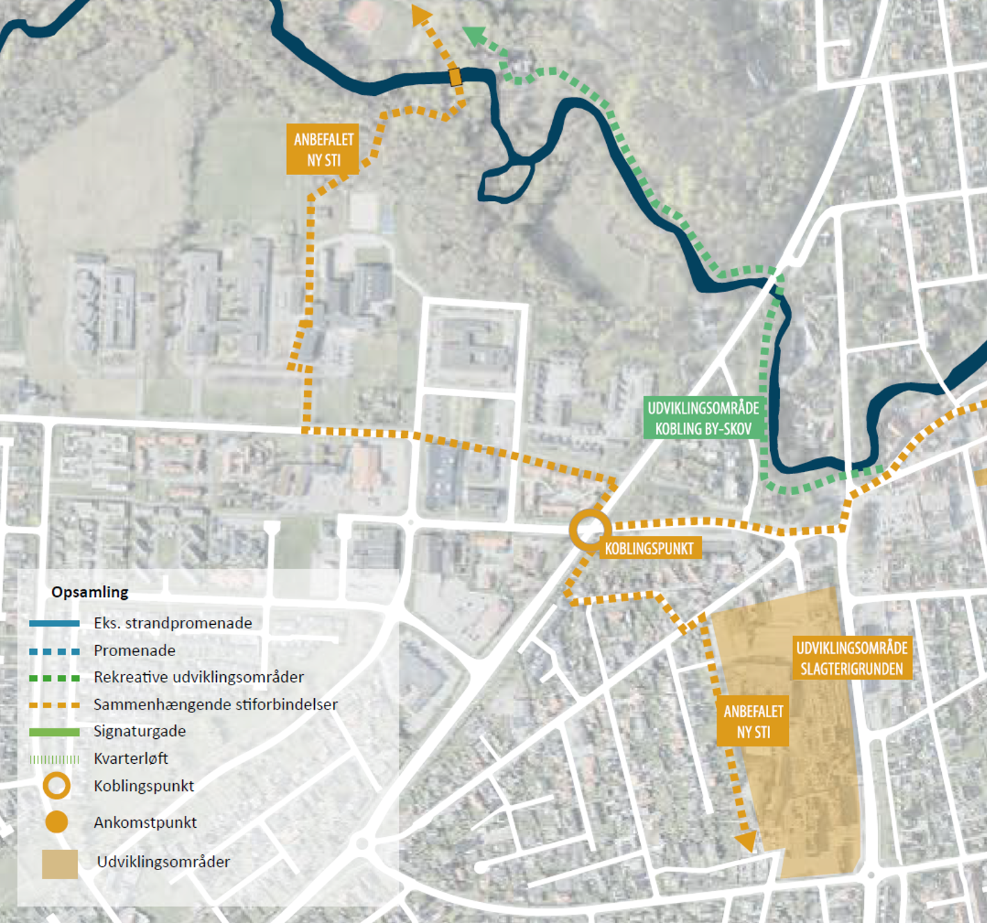 Kort, der illusterer, hvad Sæby har brug for at nye stier