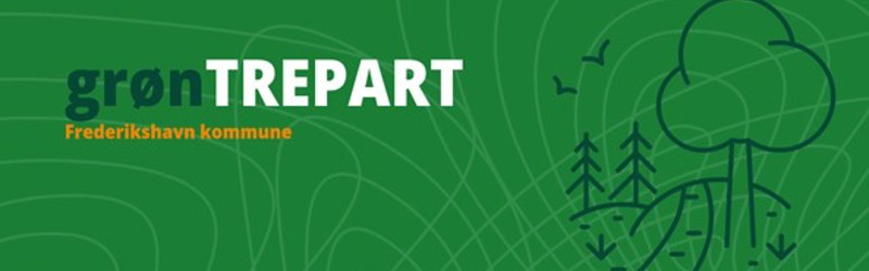 Banner med tegning af landskab og teksten "Grøn trepart - Frederikshavn Kommune"