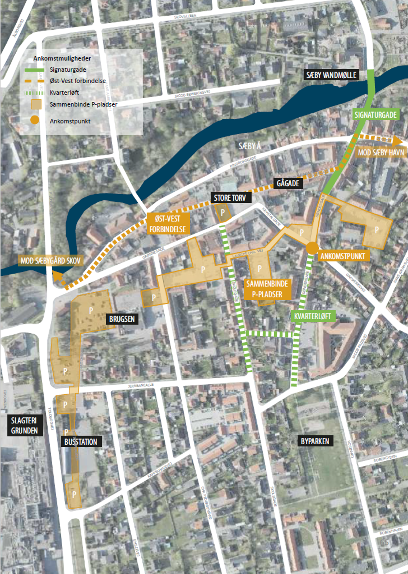 Kort over ankomst og parkeringsmuligheder