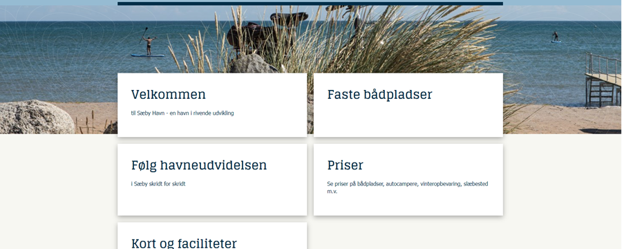Skærmdump af Sæby Havns hjemmeside
