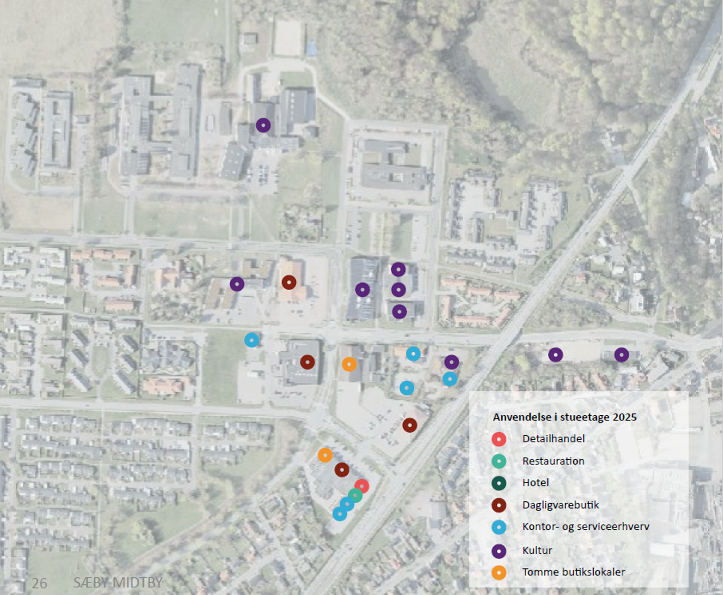 Kort over butikslokaler i city vest